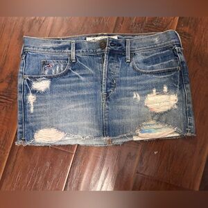 Hollister Blue Ripped Denim Mini Skirt